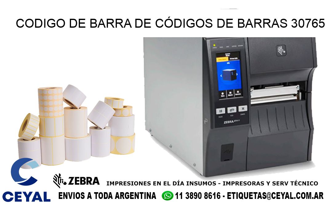 CODIGO DE BARRA DE CÓDIGOS DE BARRAS 30765