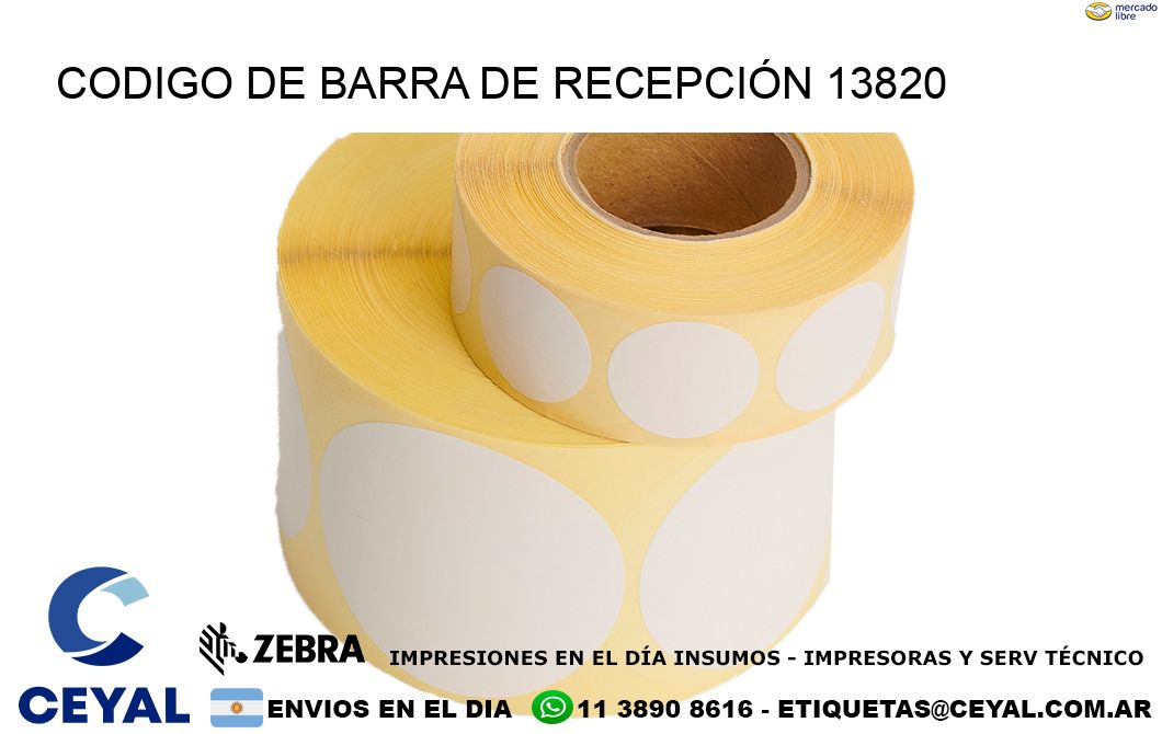 CODIGO DE BARRA DE RECEPCIÓN 13820