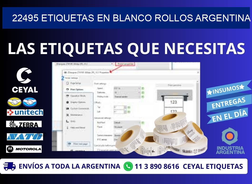 22495 ETIQUETAS EN BLANCO ROLLOS ARGENTINA