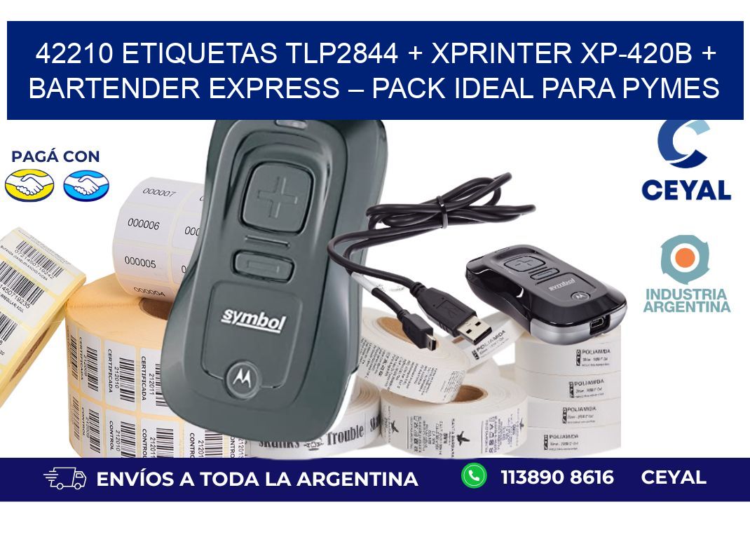 42210 ETIQUETAS TLP2844 + Xprinter XP-420B + BarTender Express – Pack ideal para PyMES