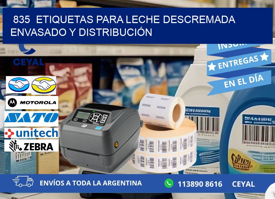 835 ETIQUETAS PARA LECHE DESCREMADA ENVASADO Y DISTRIBUCIÓN