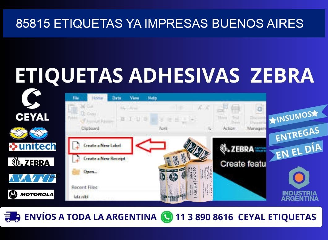 85815 ETIQUETAS YA IMPRESAS BUENOS AIRES