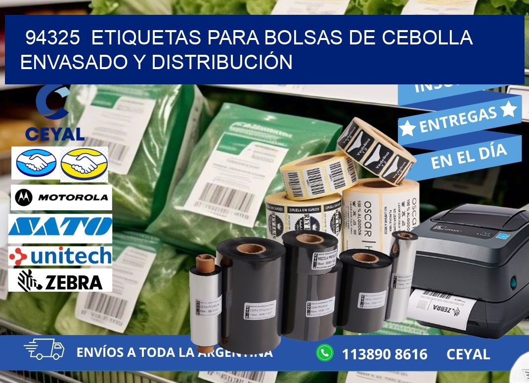 94325 ETIQUETAS PARA BOLSAS DE CEBOLLA ENVASADO Y DISTRIBUCIÓN
