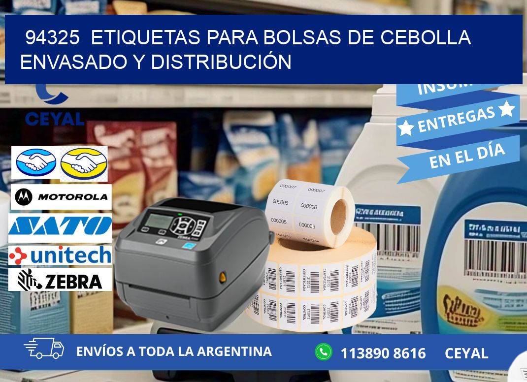 94325 ETIQUETAS PARA BOLSAS DE CEBOLLA ENVASADO Y DISTRIBUCIÓN
