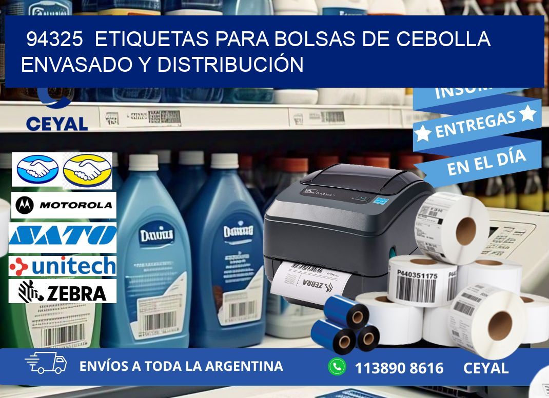 94325 ETIQUETAS PARA BOLSAS DE CEBOLLA ENVASADO Y DISTRIBUCIÓN