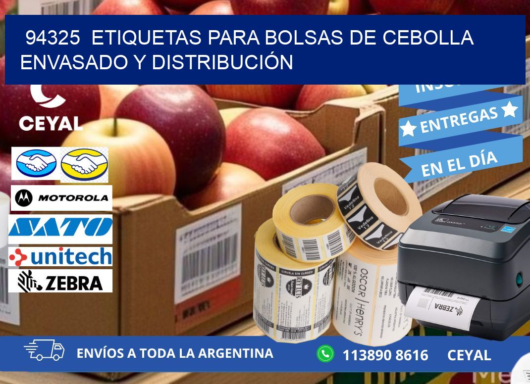 94325 ETIQUETAS PARA BOLSAS DE CEBOLLA ENVASADO Y DISTRIBUCIÓN