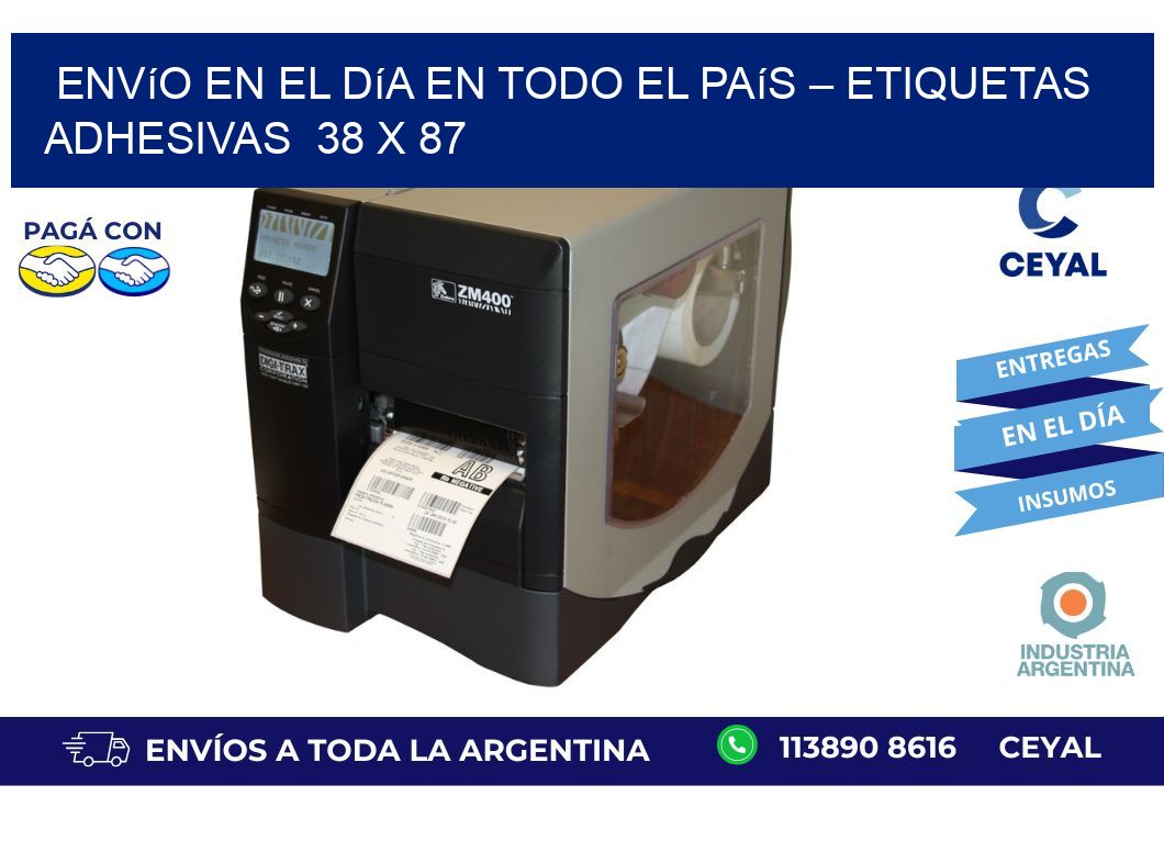 Envío en el Día en Todo el País – Etiquetas Adhesivas 38 x 87