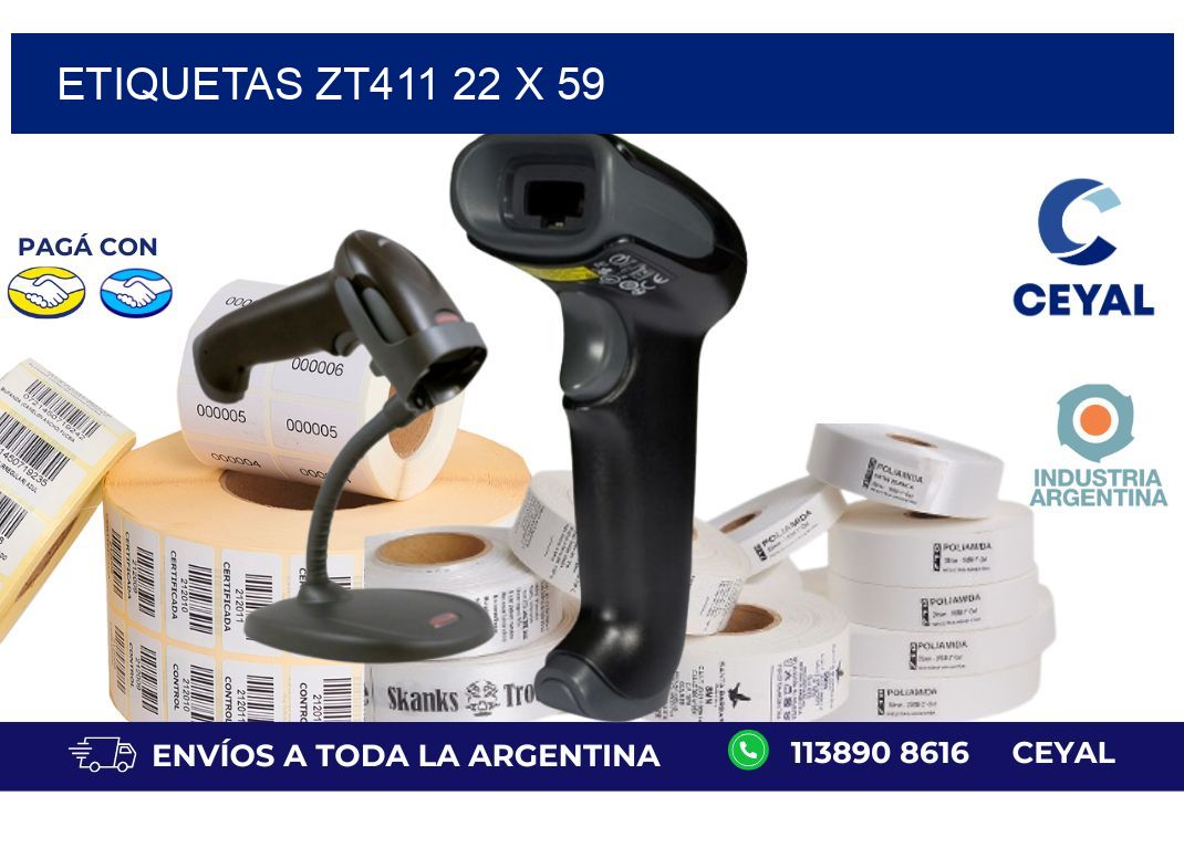 etiquetas zt411 22 x 59