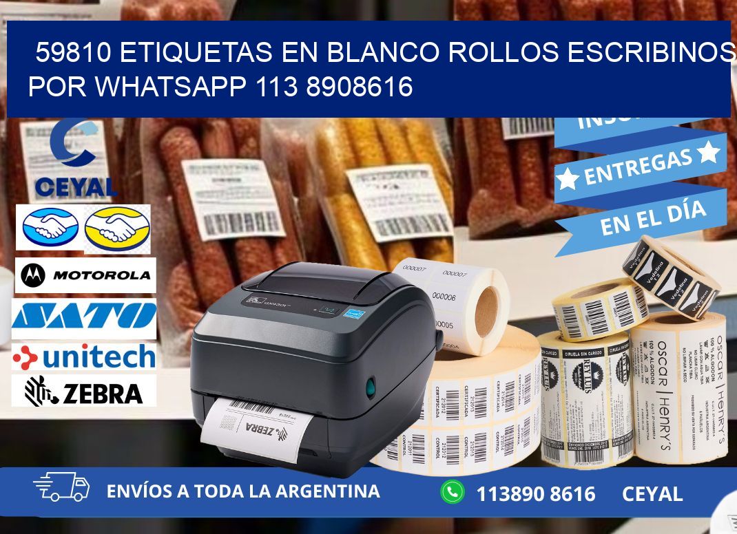 59810 ETIQUETAS EN BLANCO ROLLOS ESCRIBINOS POR WHATSAPP 113 8908616