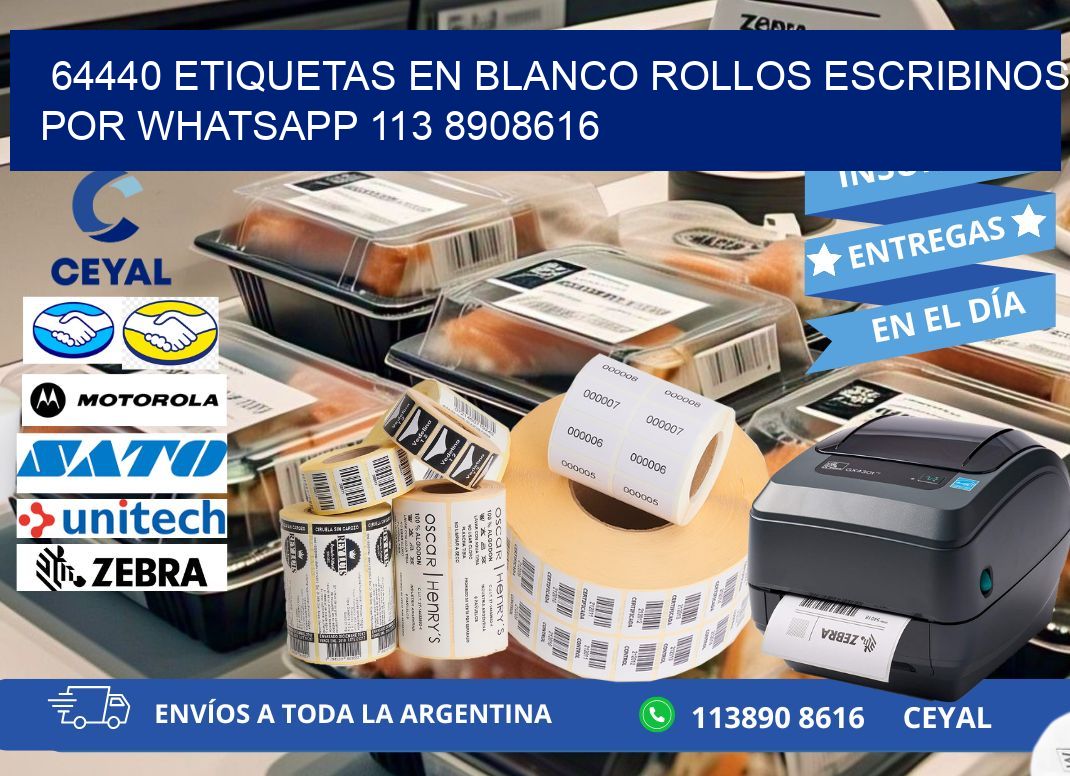 64440 ETIQUETAS EN BLANCO ROLLOS ESCRIBINOS POR WHATSAPP 113 8908616