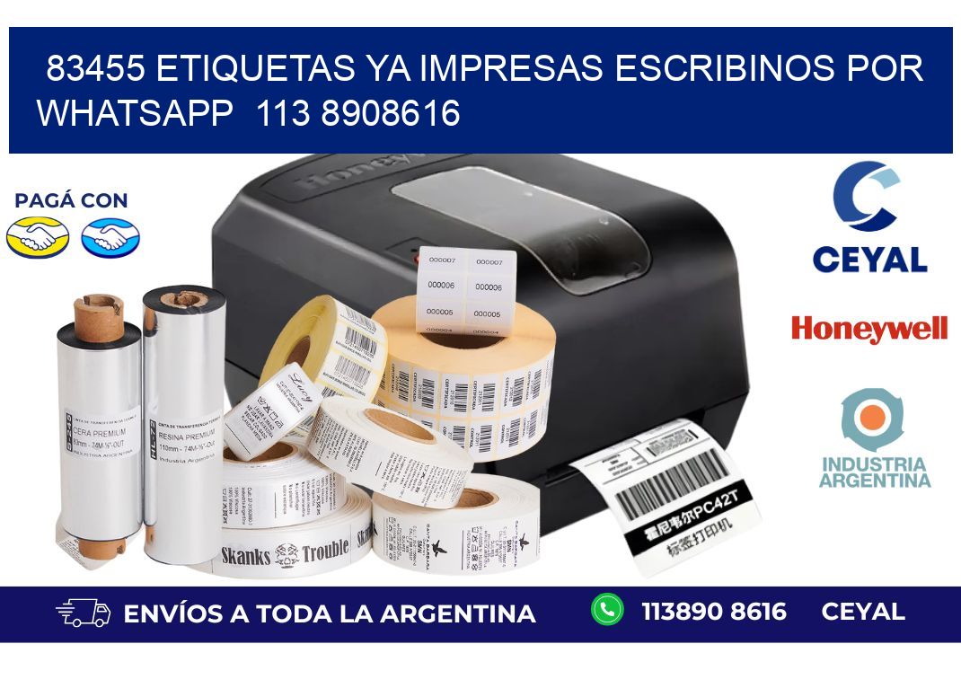83455 ETIQUETAS YA IMPRESAS ESCRIBINOS POR WHATSAPP  113 8908616