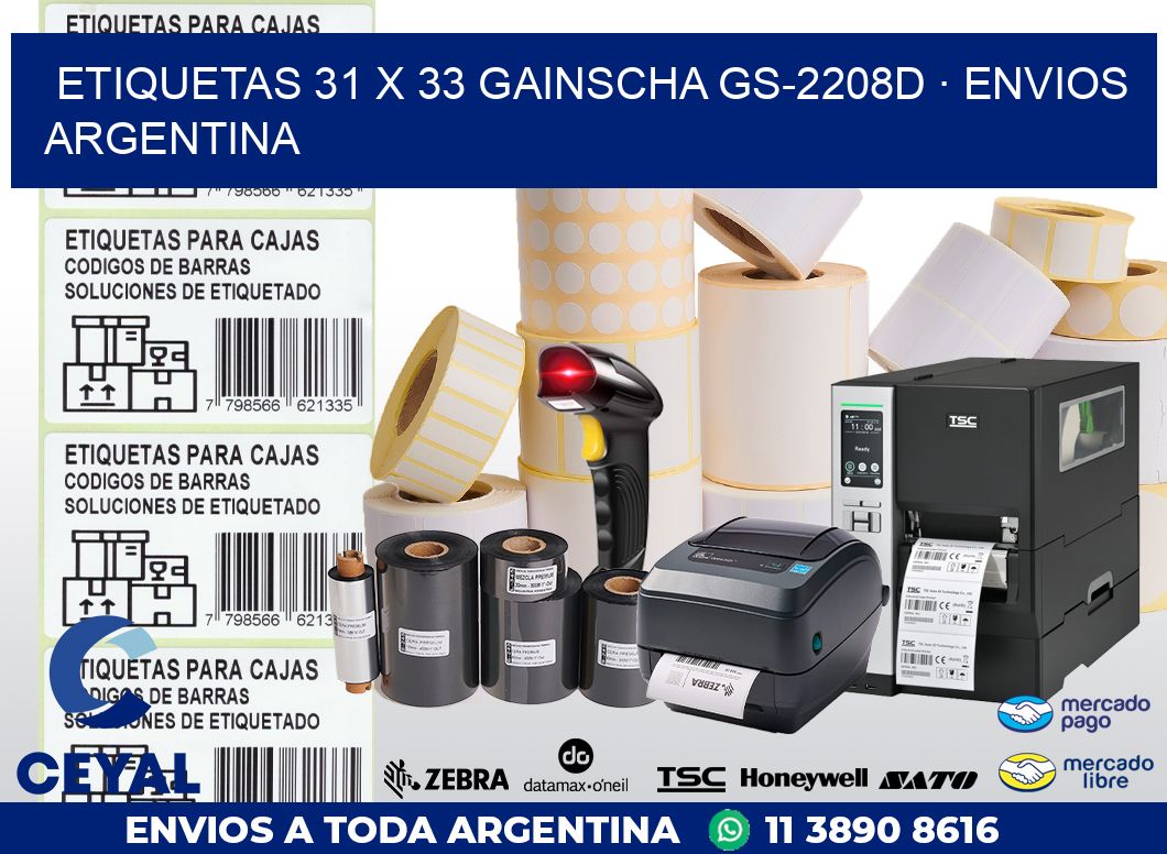 ETIQUETAS 31 x 33 GAINSCHA GS-2208D · ENVIOS ARGENTINA
