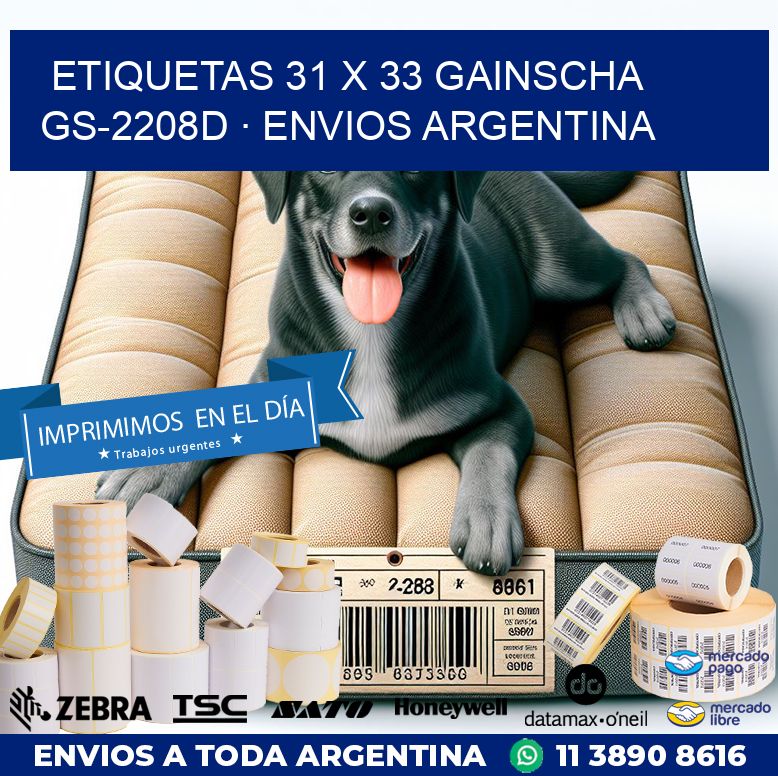 ETIQUETAS 31 x 33 GAINSCHA GS-2208D · ENVIOS ARGENTINA