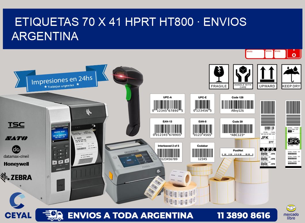 ETIQUETAS 70 x 41 HPRT HT800 · ENVIOS ARGENTINA