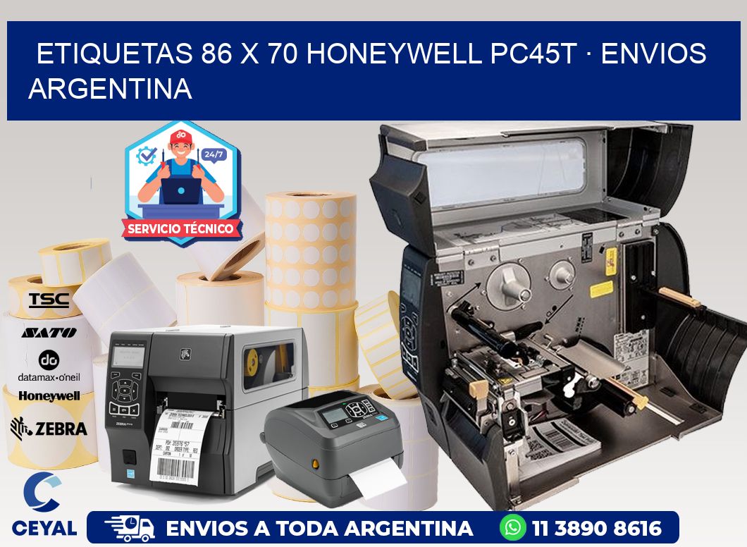 ETIQUETAS 86 x 70 HONEYWELL PC45T · ENVIOS ARGENTINA