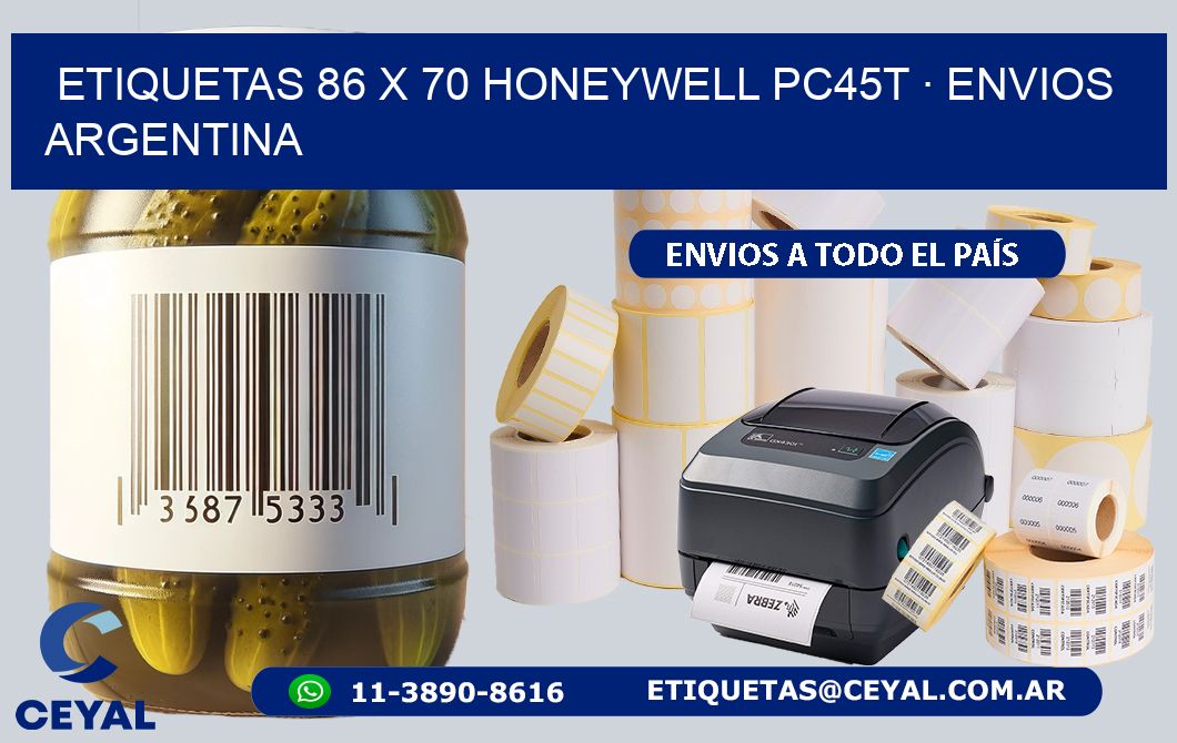 ETIQUETAS 86 x 70 HONEYWELL PC45T · ENVIOS ARGENTINA