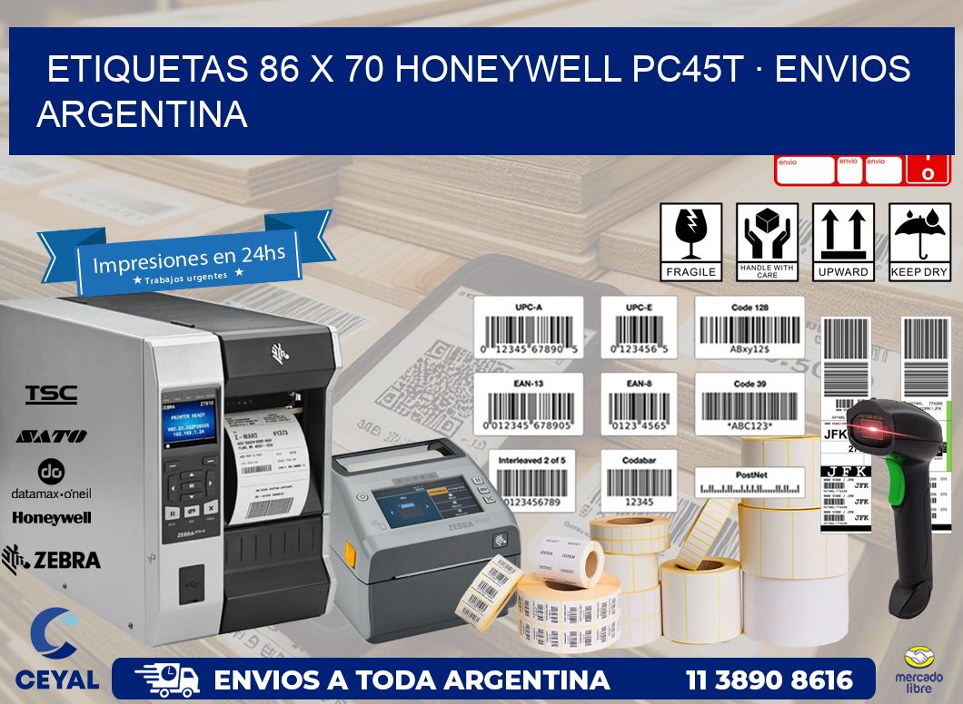 ETIQUETAS 86 x 70 HONEYWELL PC45T · ENVIOS ARGENTINA