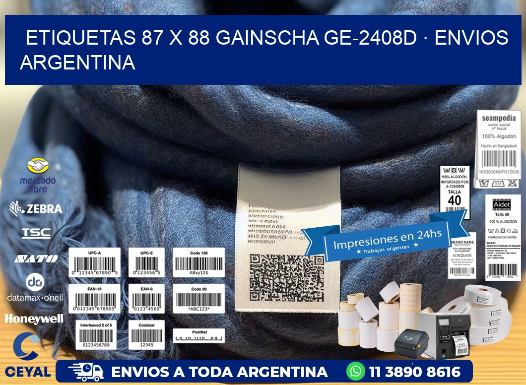 ETIQUETAS 87 x 88 GAINSCHA GE-2408D · ENVIOS ARGENTINA
