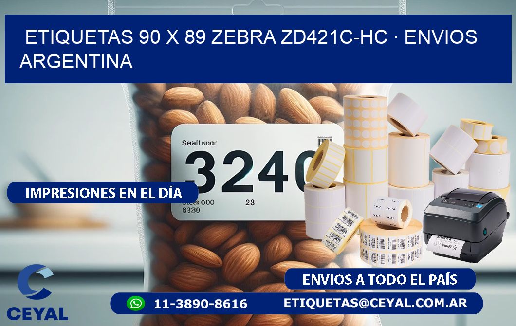 ETIQUETAS 90 x 89 ZEBRA ZD421C-HC · ENVIOS ARGENTINA