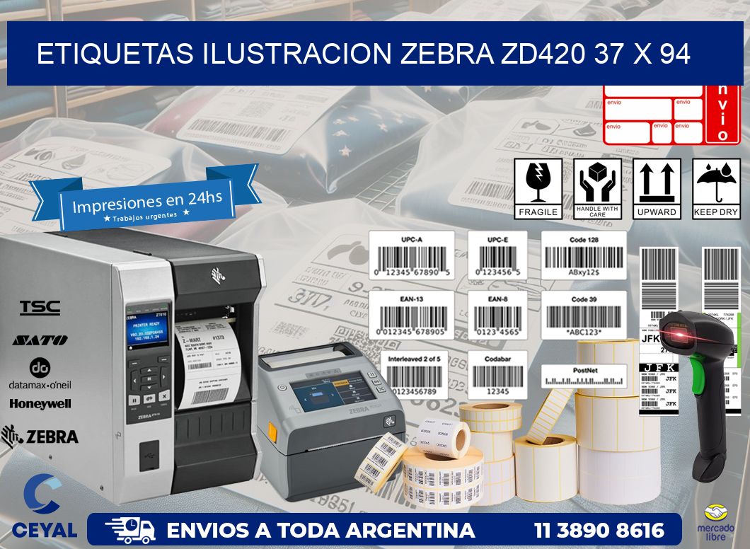 ETIQUETAS ILUSTRACION ZEBRA ZD420 37 x 94