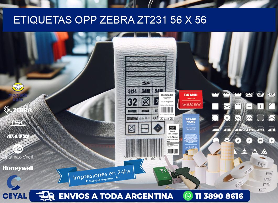 ETIQUETAS OPP ZEBRA ZT231 56 x 56