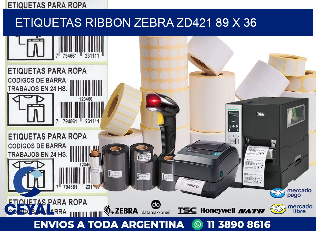 ETIQUETAS RIBBON Zebra ZD421 89 x 36