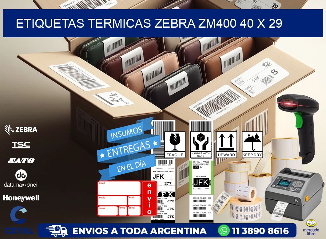 ETIQUETAS TERMICAS ZEBRA ZM400 40 x 29