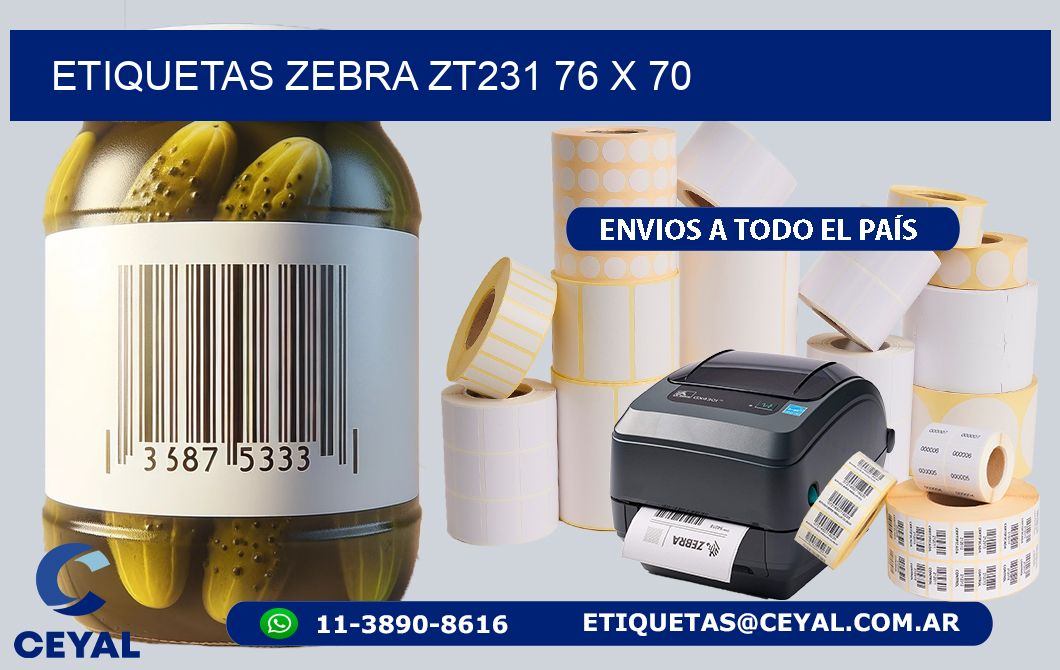 ETIQUETAS Zebra ZT231 76 x 70