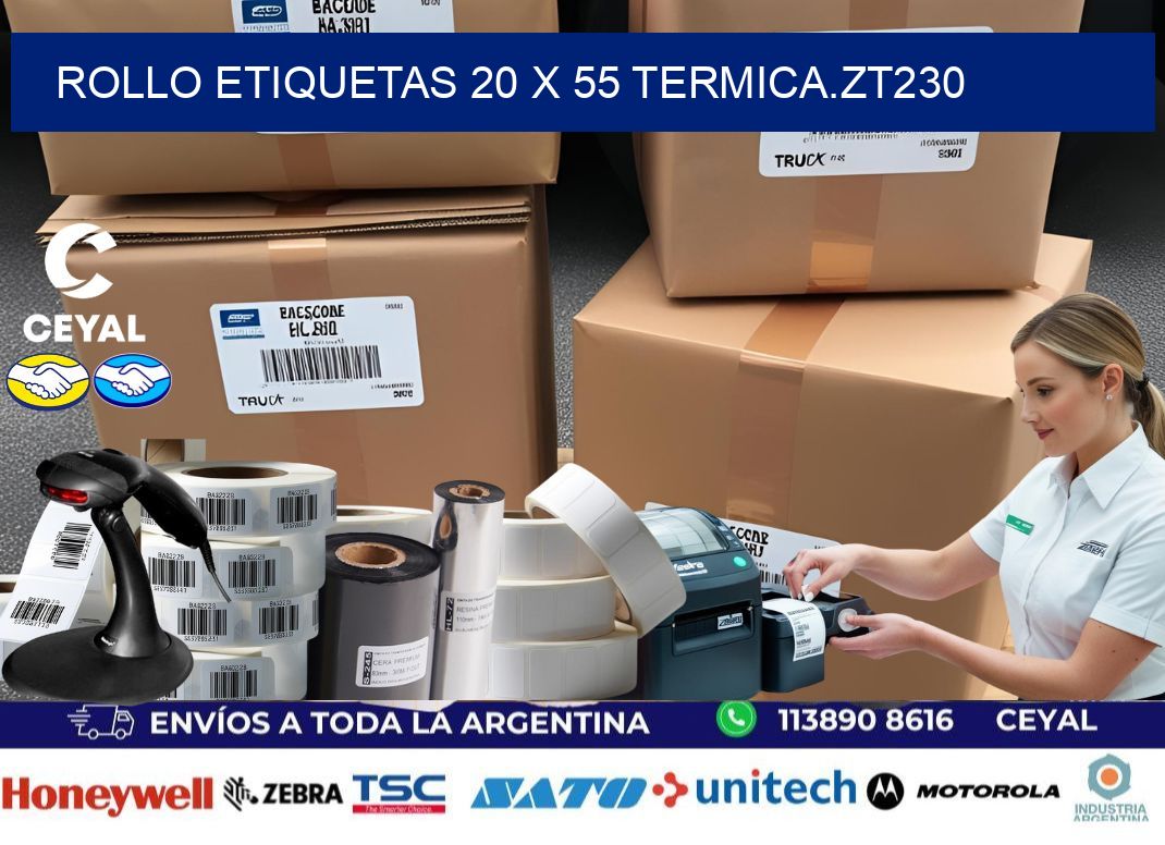 Rollo etiquetas 20 x 55 termica.zt230