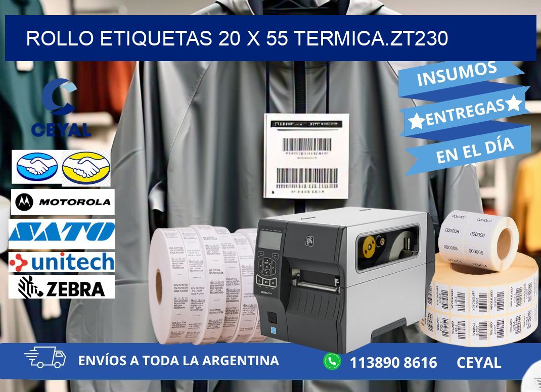 Rollo etiquetas 20 x 55 termica.zt230