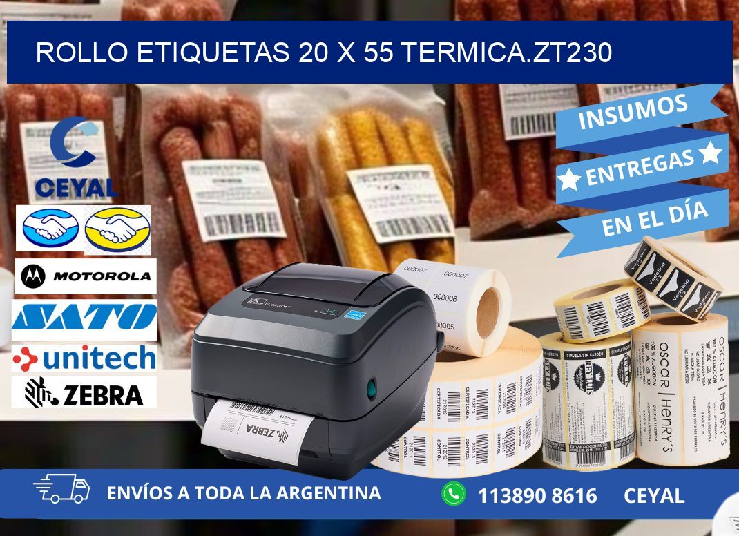 Rollo etiquetas 20 x 55 termica.zt230