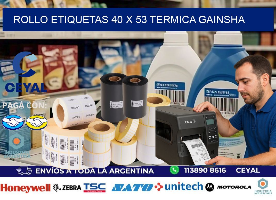 Rollo etiquetas 40 x 53 termica gainsha
