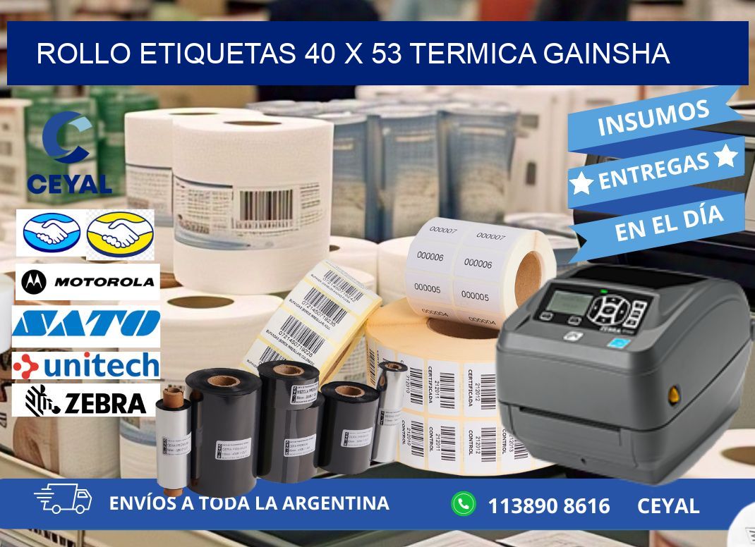Rollo etiquetas 40 x 53 termica gainsha