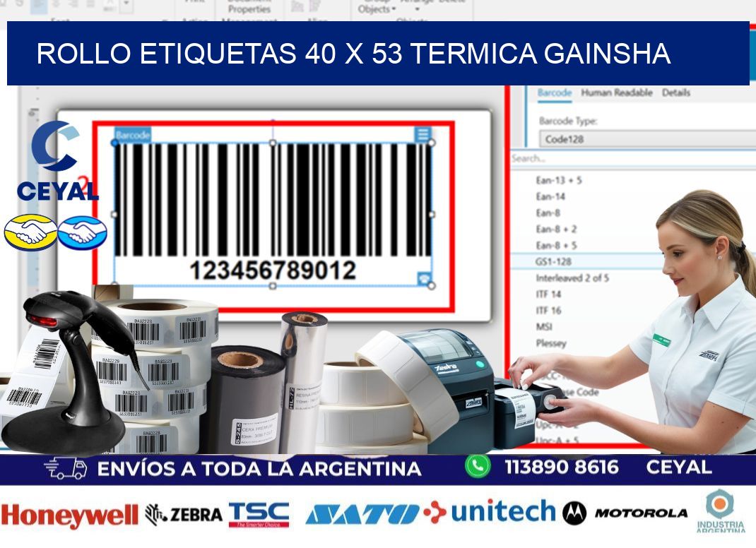 Rollo etiquetas 40 x 53 termica gainsha