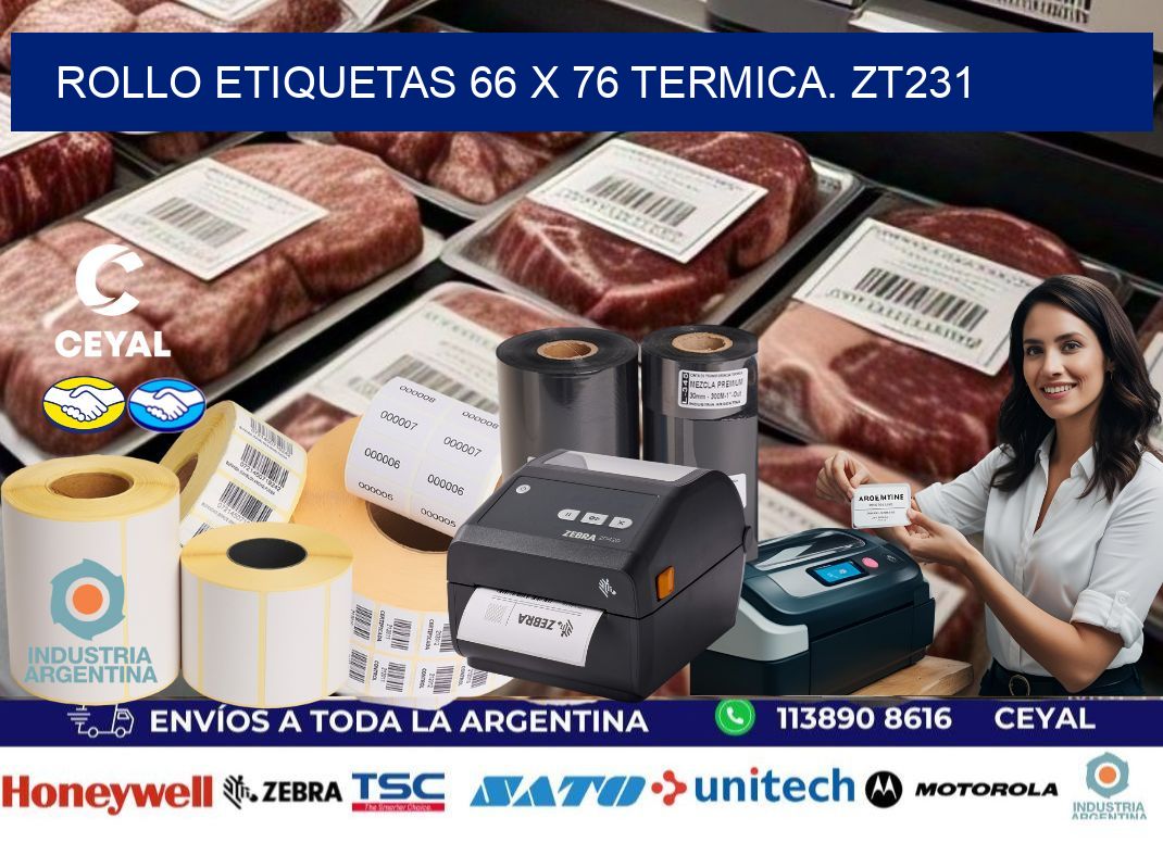 Rollo etiquetas 66 x 76 termica. zt231