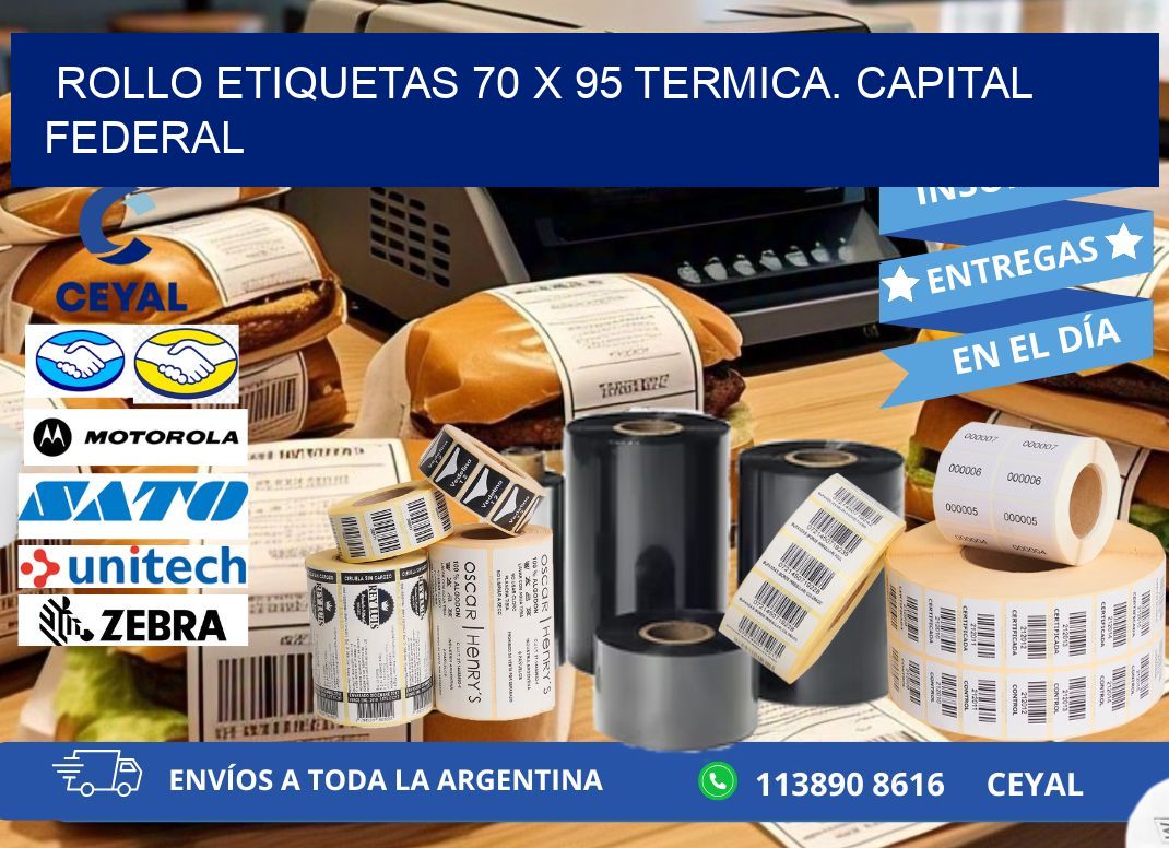 Rollo etiquetas 70 x 95 termica. Capital Federal
