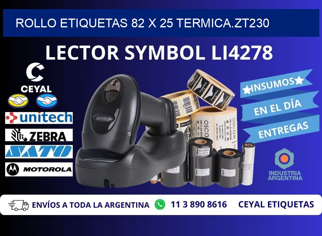 Rollo etiquetas 82 x 25 termica.zt230