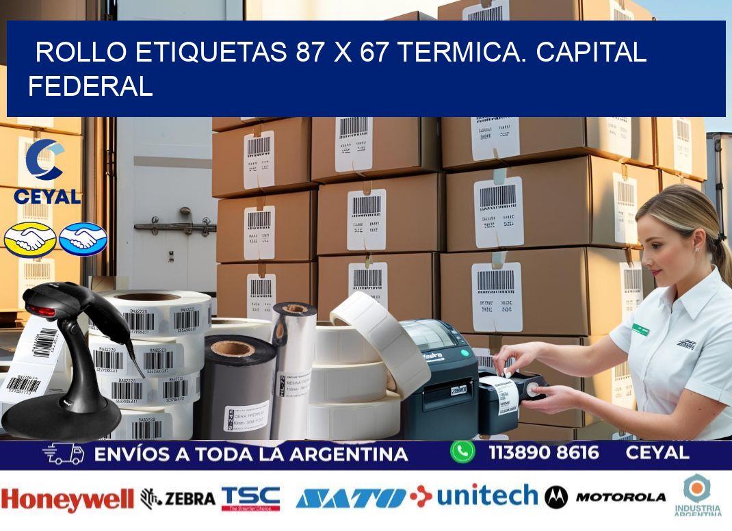 Rollo etiquetas 87 x 67 termica. Capital Federal