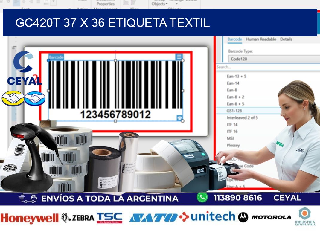 GC420T 37 x 36 ETIQUETA TEXTIL