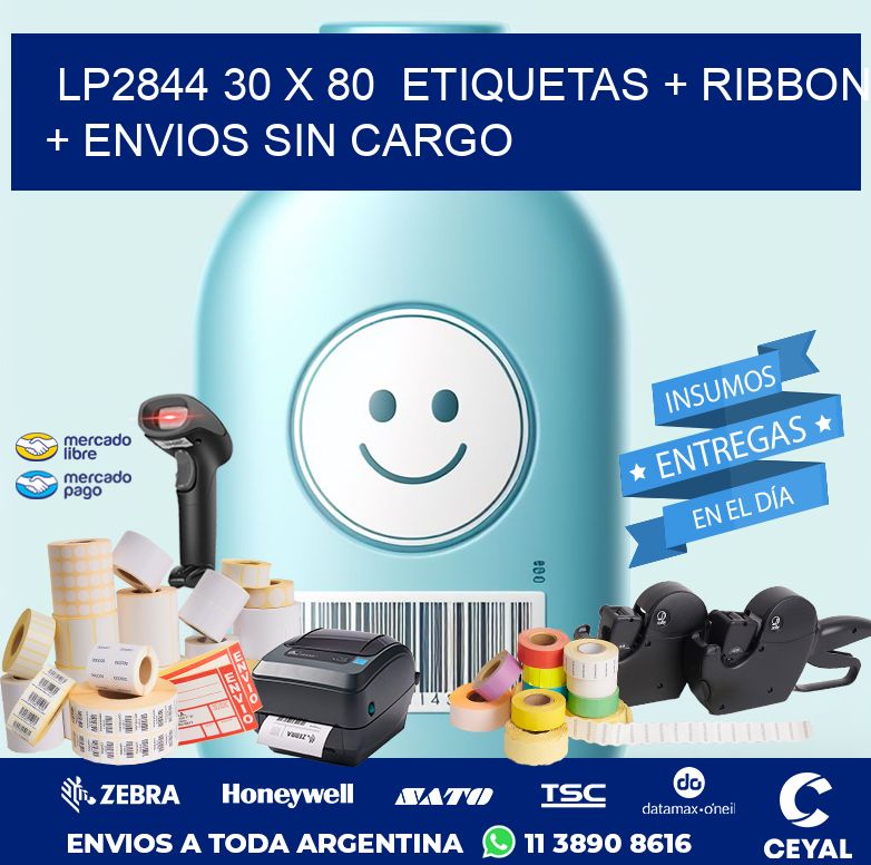 LP2844 30 x 80  etiquetas + ribbon + envios sin cargo