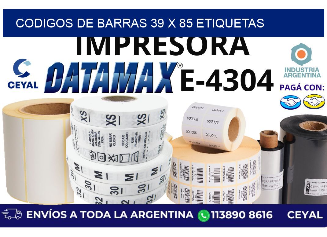 codigos de barras 39 x 85 etiquetas