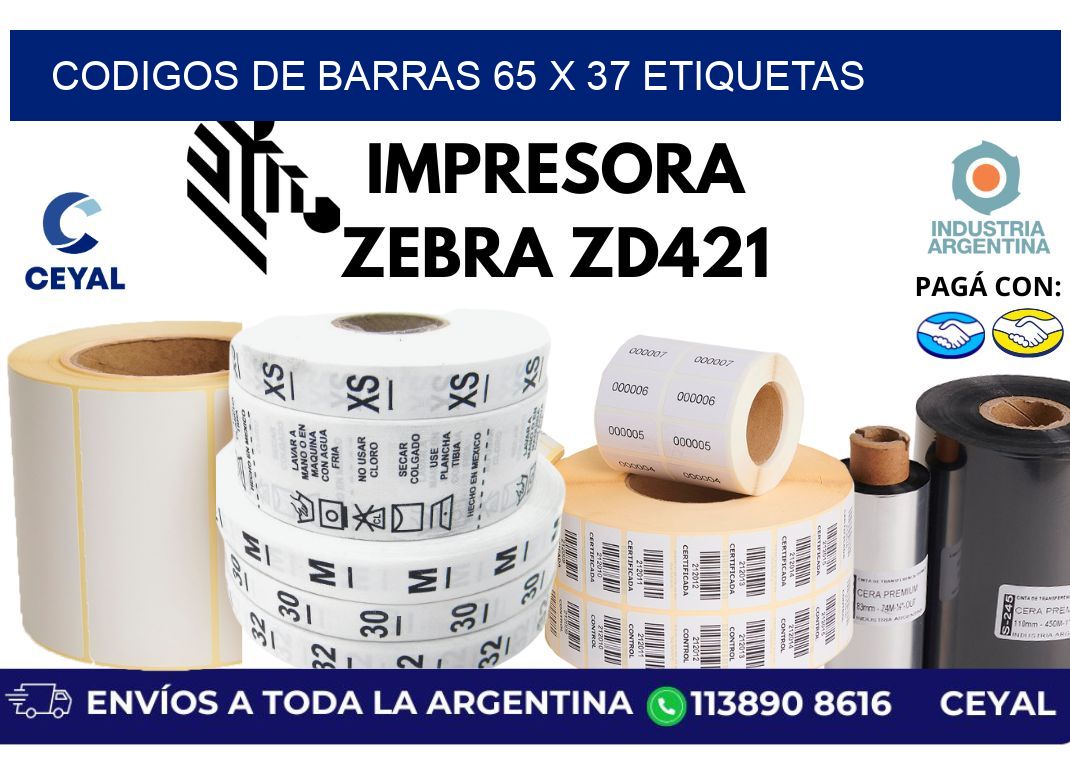 codigos de barras 65 x 37 etiquetas