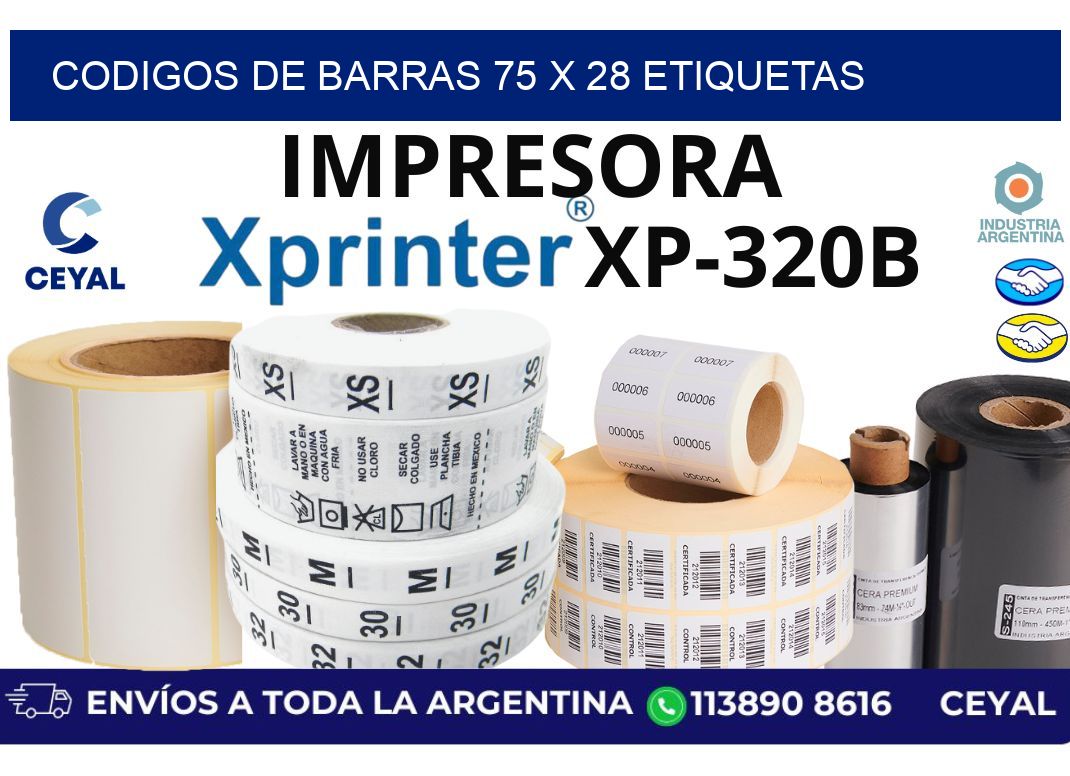 codigos de barras 75 x 28 etiquetas
