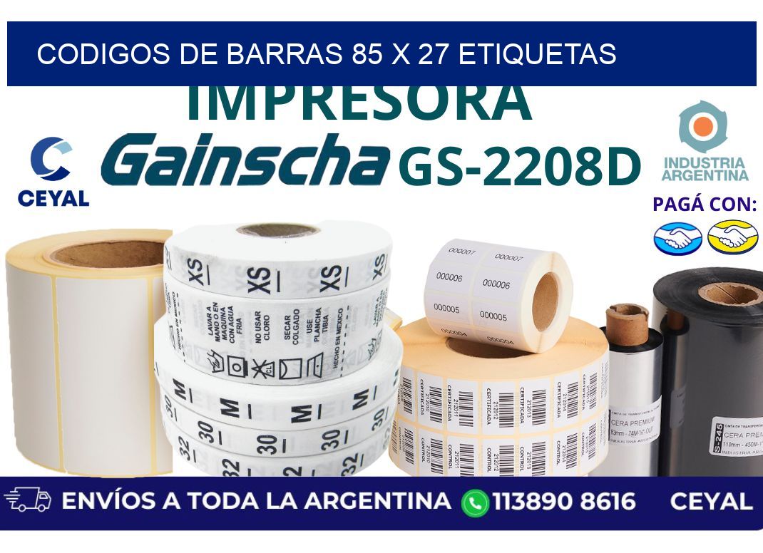 codigos de barras 85 x 27 etiquetas