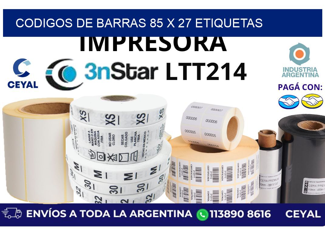 codigos de barras 85 x 27 etiquetas