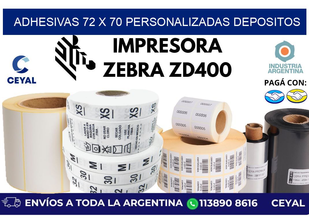 adhesivas 72 x 70 personalizadas depositos