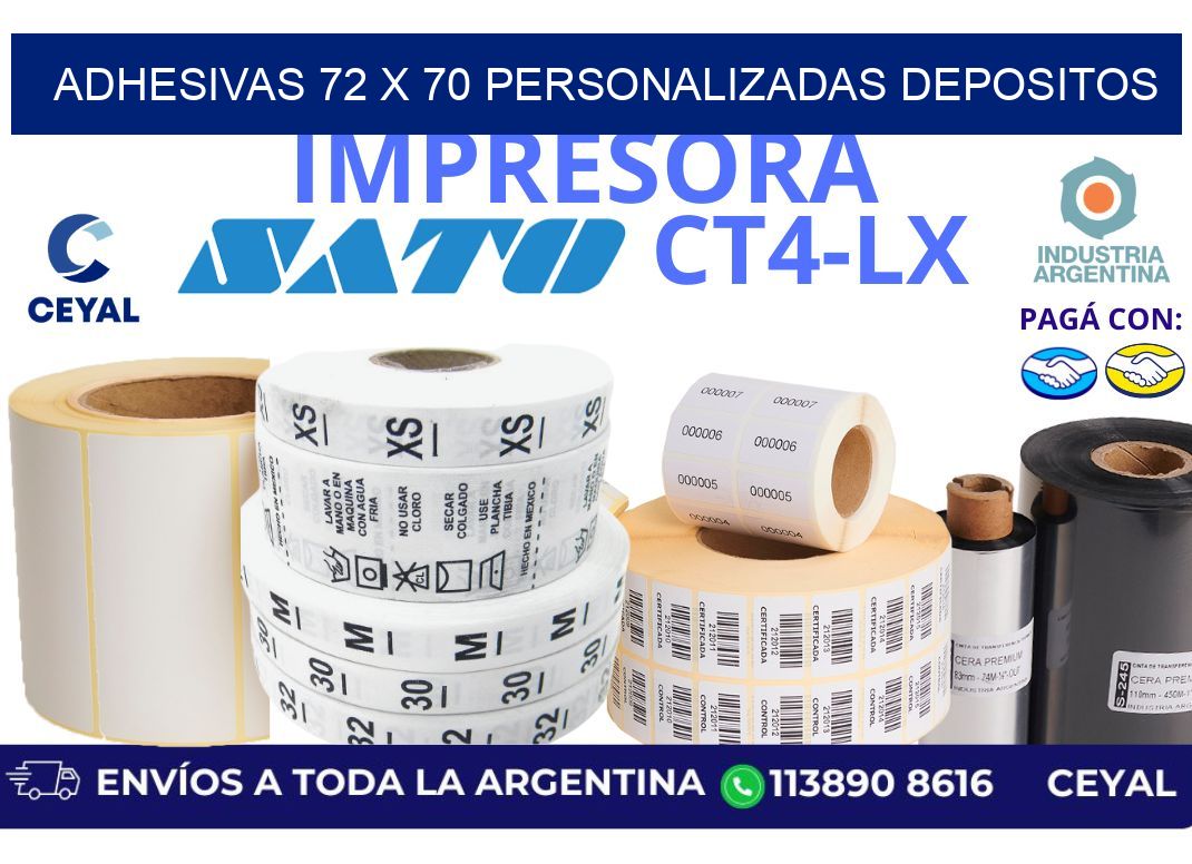 adhesivas 72 x 70 personalizadas depositos
