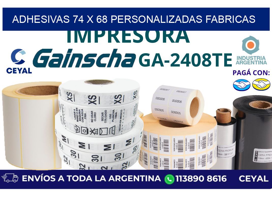adhesivas 74 x 68 personalizadas fabricas