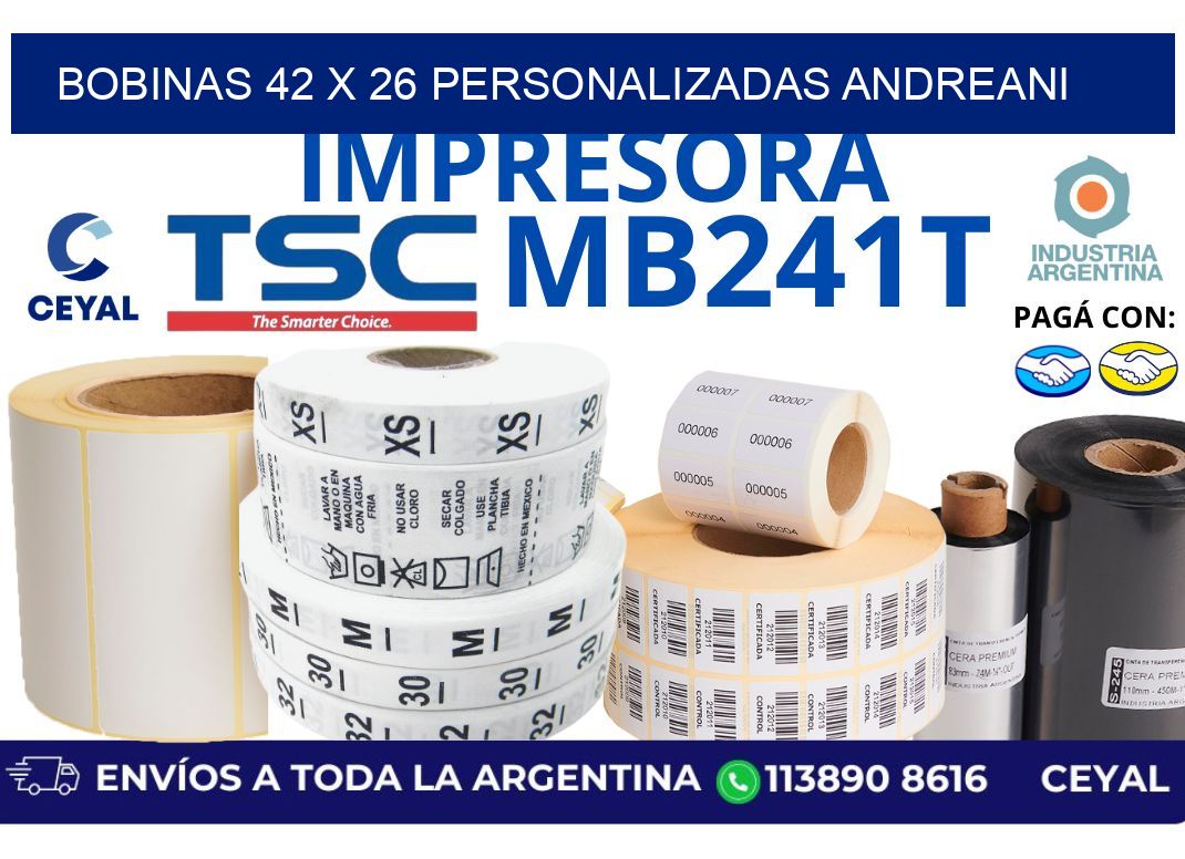 bobinas 42 x 26 personalizadas andreani