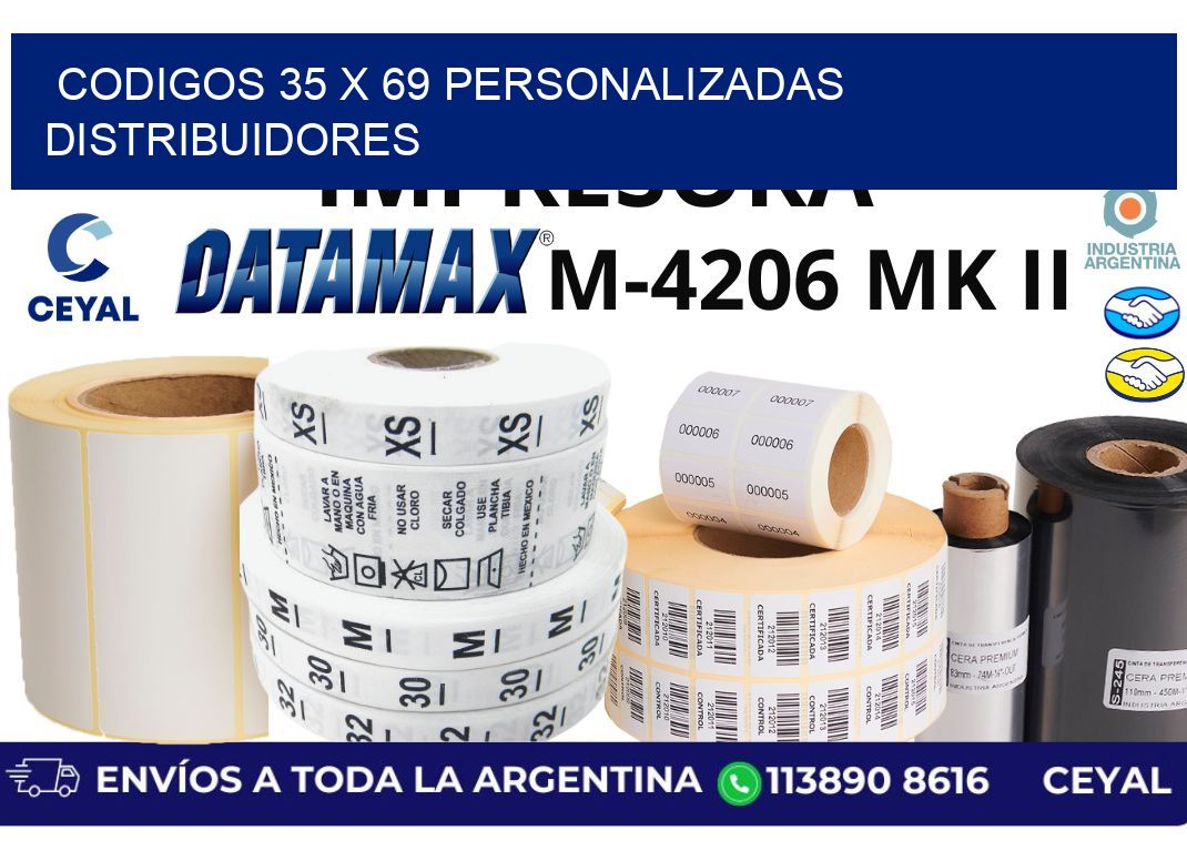 codigos 35 x 69 personalizadas distribuidores